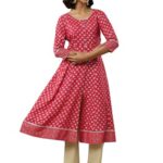 Libas Womens Printed Viscose A-Line Kurta For Women Red