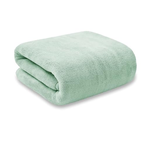 Maxoshine Microfiber Towels For Bath Large Size-Super Soft Coral Fleece Bathing Towel Hook Quick Dry Super Absorbent-Bath Towel For Men And Women-70X140 Cm (Pista Green, Pack Of 1)