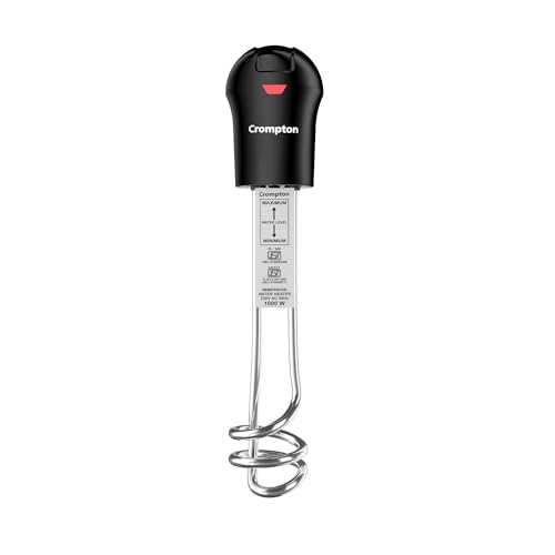 Crompton Aimr-Sp1A 1000W Superfast Heating Immersion Rod| 100% Shock Proof| Ip 68 Protection| Anti-Corrosive Coating| 2 Yrs Warranty| Energy Saving| Powerful Heating Element| Bucket Hook