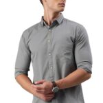 Majestic Man Men Comfort Slim Fit Solid Cotton Casual Shirt (X-Large, Dark Grey)