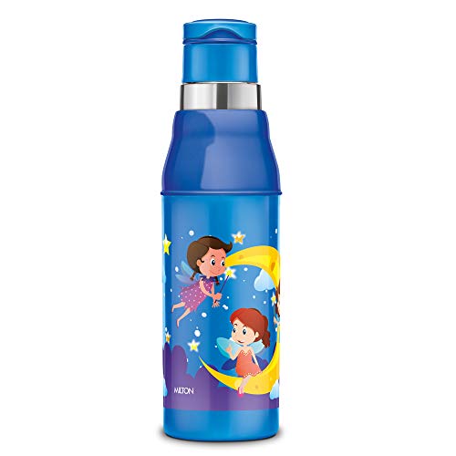 Milton Kool Steelight 600 Kids Plastic Insulated Water Bottle With Straw, 520 Ml, Sipper Bottle, Leak Proof, Bpa Free, Food Grade, School & Picnic Bottle, Pearl Blue