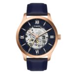 Timex Automatic Watch For Man With Blue Round Dial & Blue Leather Strap Band Water Resistant Men’S Wrist Watches – Tweg208Smu13