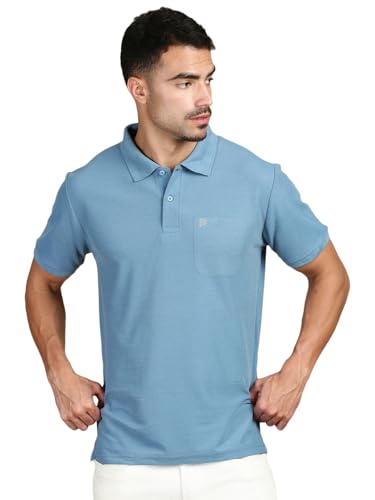 Lux Parker Men Cotton Regular Fit Polo Shirt 1102_1Pc_Adriatic Blue, Large