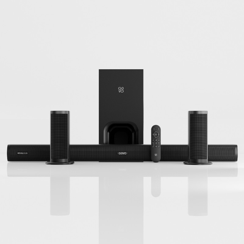Govo Gosurround 965 Dolby Digital|Wired Subwoofer 525 W Bluetooth Home Audio Speaker(Platinum Black, 5.1 Channel)