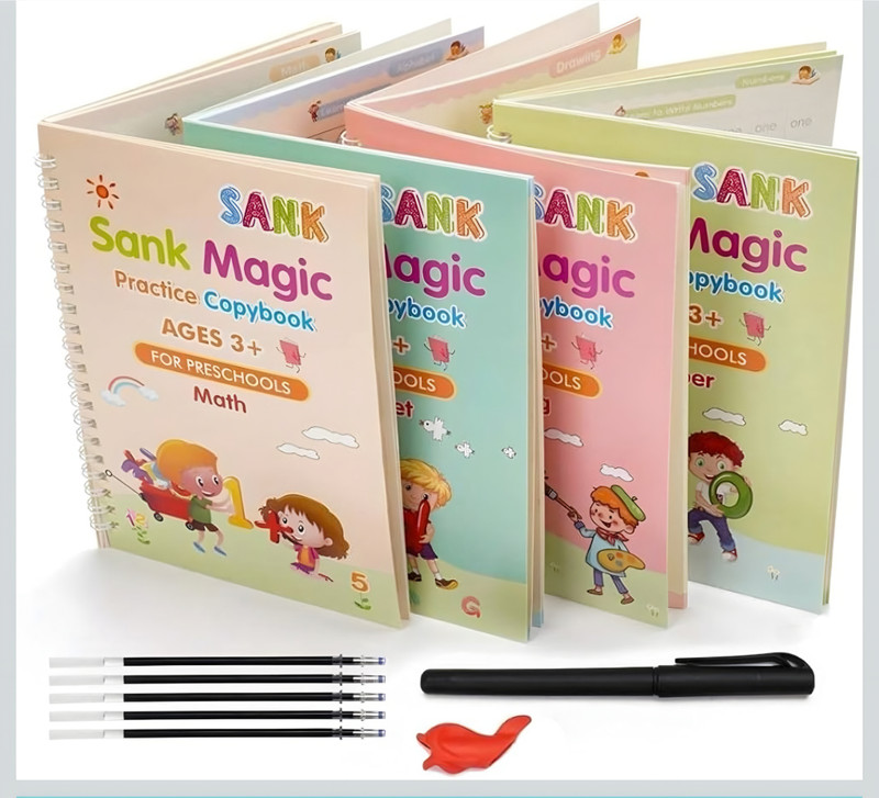 Joymax Sank Magic Practice Book For Kids – Reusable Writing & Drawing Practice Notebook(Multicolor)