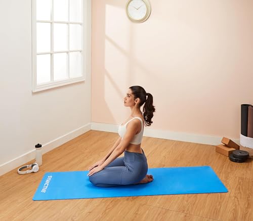 Amazon Brand – Symactive 4Mm Anti-Skid Lightweight Sweat/Dirt Proof Eva Yoga Mat For Gym & Outdoor Workout For Men/Women (Blue)