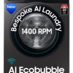 Samsung 12 Kg 5 Star, Ai Ecobubble, Super Speed, Wi-Fi, Hygiene Steam, Digital Inverter Motor Fully Automatic Front Load Washing Machine With In-Built Heater Black, Grey(Ww12Dg5B24Axtl)