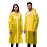Robustt Unisex Raincoat With Hood – Yellow (Pack Of 2) | Waterproof Rain Poncho | Eva Material | Reusable | Lightweight | Fashionable | Universal Size | Raincoat For Men And Women