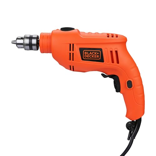 Black+Decker Tb555-B1 550W 10Mm Corded Variable Speed Reversible Hammer Drill, Ergonomic Design, Lock-Speed Button, For Home & Diy Use For Masonry, Steel & Wood, 1 Year Warranty, Orange