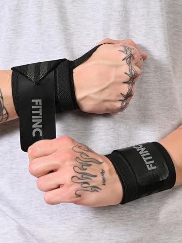 Fitinc Weight Lifting Wrist Support For Men & Women With Thumb Loop Strap For Gym & Workout – Made Of Premium Velcro And Elastic Band | Black – Dark Green