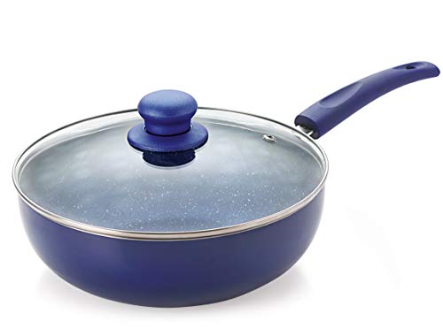 Nirlon Aluminium Non Stick Dishwasher Safe Induction Base Bling Kadhai With Glass Lid