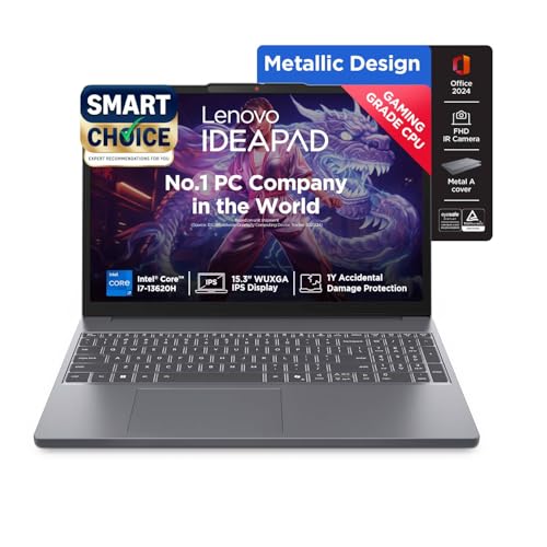Lenovo Smartchoice Ideapad Slim 3 13Th Gen Core I7-13620H 15.3″ (38.8Cm) Wuxga Ips Laptop (16Gb Ram/512Gb Ssd/Win 11/Office 2024/Backlit/Top Metal Cover & Ir Camera/Grey/1.6Kg),83K100Cjin/S1In