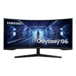 Samsung 34″(86.42Cm) Odyssey G5 Curved Gaming Monitor|Wqhd 3440 X 1440|1000R|165Hz|1Ms|21:9|Wall Mountable|Freesync Premium|Ports-Dp, Hdmi, Headphone|Dp Cable|Eye-Saver|Lc34G55Twwwxxl|Black