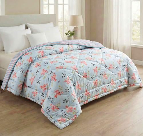 Bsb Home Cloud Cotton Reversible Ac Comforter For Double Bed | Super Soft 220 Gsm Quilt/Duvet/Dohar | Lightweight All-Season Comforter | 88 X 90 Inches (1 Piece) (Aqua, Pink)