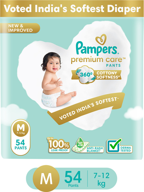 Pampers Premium Care Diaper Pants With 360 Cottony Softness – M(54 Pieces)