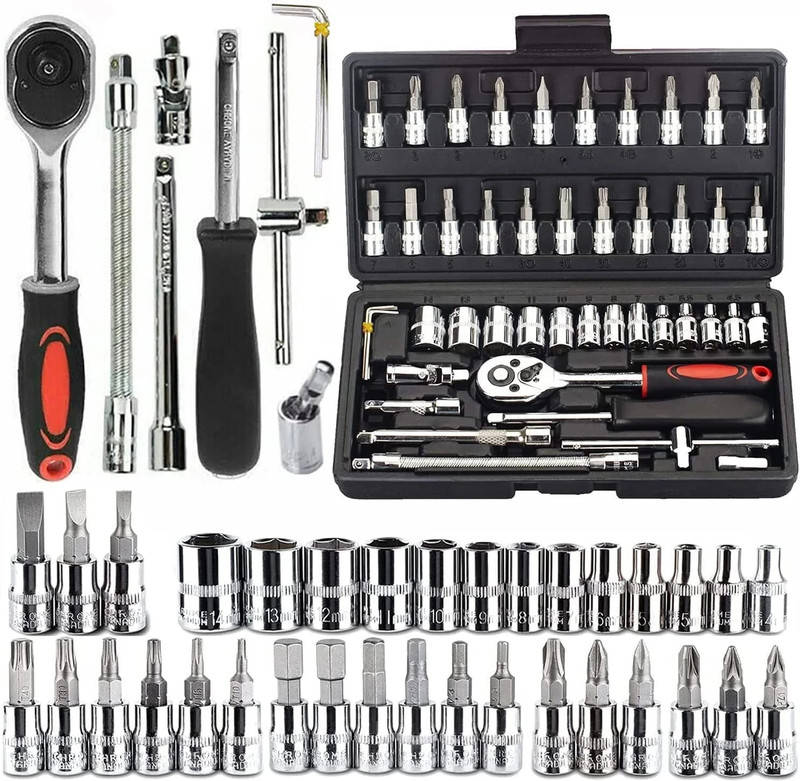 Khansaheb 46 In 1 Pcs Tool Kit & Screwdriver And Socket Set,Hand Tool Kit Socket Set(Pack Of 46)