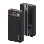 Portronics Luxcell Bind 20K 20000Mah Powerbank With 22.5W Fast Charging, In-Built Type C Pd(Input & Output) /8 Pin Cable, Led Indicator, Usb-A Mach Output, Compatible With Smartphones,Tablets(Black)