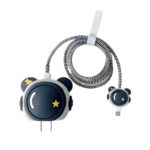 Verox Charger Cover For C Type Case Compatible With Samsung 25W Adapter Charger Cover And Full Charger Cable Protector Cartoon Design- Astronaut