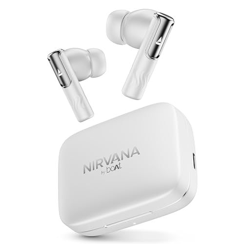 Boat Nirvana Ivy, 50Db Hybrid Active Noise Cancellation, 360º Spatial Audio,Fast Charge,App Support, V5.3 Bluetooth Earbuds, Tws Ear Buds Wireless Earphones With Mic (Gunmetal White)