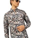 Thomas Scott Mens Slim Fit Full Sleeves Printed Casual Shirt (Ts1625_Grey, Xl)
