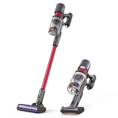 Agaro Supreme Cordless Stick Vacuum Cleaner, For Home Use, 2In1 Handheld & Stick, 400W Brushless Motor, 25 Kpa Suction Power, 3 Adjustable Suction Modes, Adjustable Head, Bagless Dry Vacuuming, Red