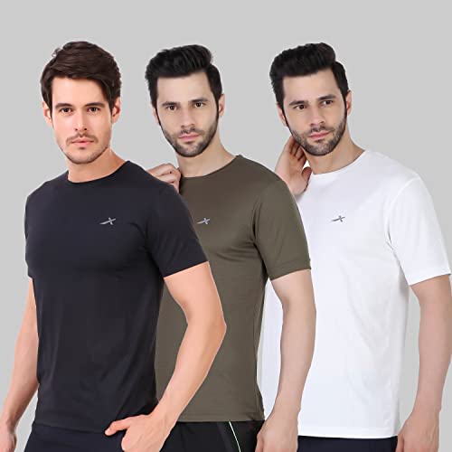 Vector X Omt-168 Men’S Polyester Half Sleeve Round Neck T-Shirt (Pack Of 3)