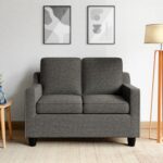 Godrej Interio Sofa Candour 2 Seater Fabric Sofa For Living Room, 1-Year Warranty, Solid Wood, Dark Grey