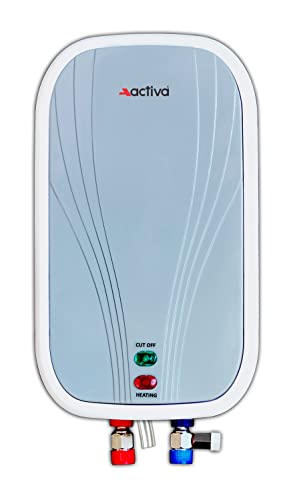 Activa Volcano 3L Instant Water Heater Geyser | 3000W Isi Marked Copper Heating Element | 304L Stainless Steel Tank With Anti-Rust Coating | Auto Cut-Off Safety | Abs Body | 5 Years Warranty