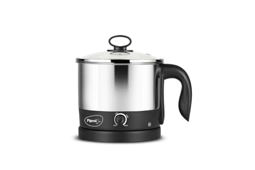 Pigeon Kessel Multipurpose Kettle (12173) 1.2 Litres With Stainless Steel Body, Used For Boiling Water And Milk, Tea, Coffee, Oats, Noodles, Soup Etc. 600 Watt (Black & Silver)