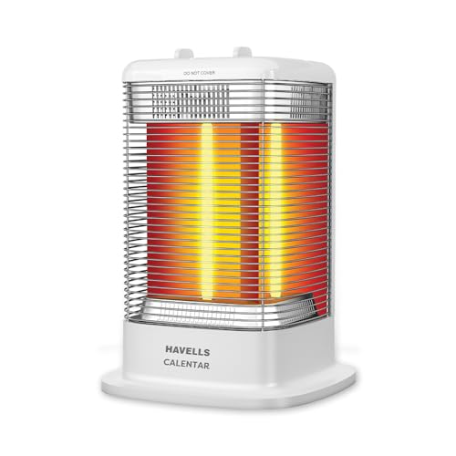 Havells Calenter 1050 Watt Room Heater With 3 Carbon Heating Tube| 3 Heat Setting| Tip Over Switch Protection| 3 Direction Heating| Upto 120Min. Timer Setting| 2 Years Manufacturer Warranty (White)
