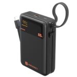 Portronics 65W Ignis 65 20000Mah Fast Charging Powerbank With In-Built Type C Cable For Android Smartphones, Iphones, Ipads, Tablets & Macbooks, Type C Pd Port, Led Display, Strong Lanyard (Black)