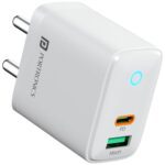 Portronics 35W Adapto 35B Dual Port Fast Charging Adaptor With Type C Pd Port & Usb-A Port, Led Indicator, Pps Technology, 18W Usb Output, Supports Iphone, Samsung & Other Android Devices(White)