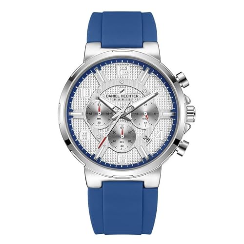 Daniel Hechter Paris Multifunctional Watch For Men With Textured Round Dial And Silicon Strap