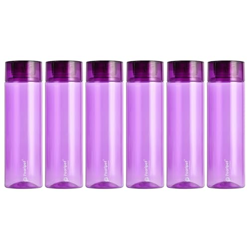 Pearlpet Bpa-Free Plastic Water Bottle Set Of 6 Pcs, Each 1000Ml, Purple