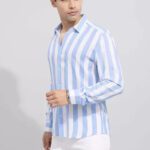 Houseofcommon Men Solid, Striped Casual White, Grey Shirt