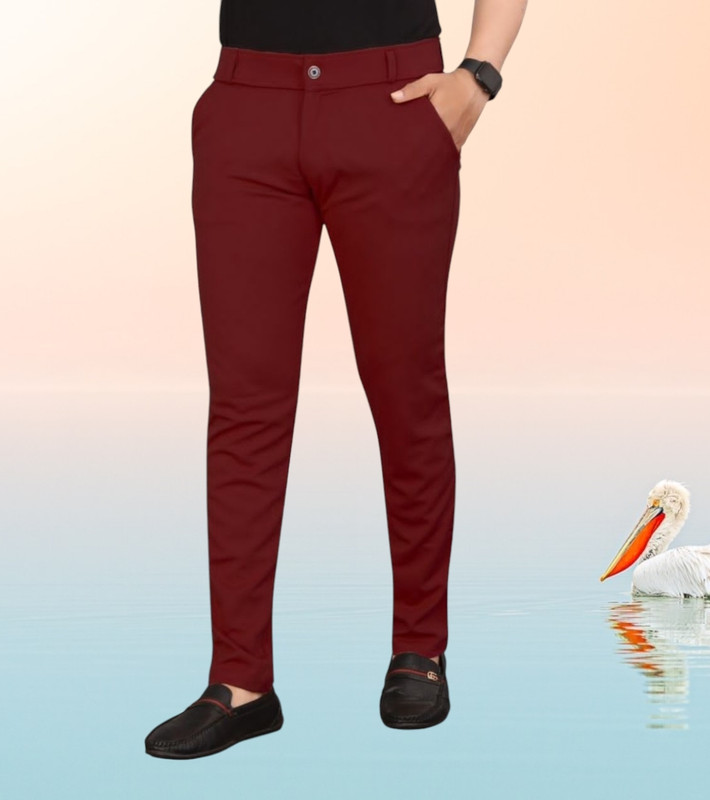 Style Sync Regular Fit Men Maroon Trousers
