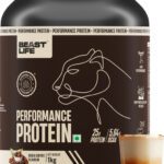 Beastlife Performance Protein Powder | For Muscle Growth | 5.64G Bcaa Whey Protein(1 Kg, Cold Coffee)