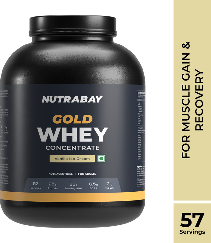 Nutrabay Gold 100% Whey Protein Concentrate – Whey Protein(2 Kg, Vanilla Ice Cream)