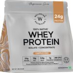 Wellbeing Nutrition Whey Protein Isolate + Concentrate, 24G Protein, 12G Eaa, 5.8G Bcaa Whey Protein(1 Kg, Cappuccino)