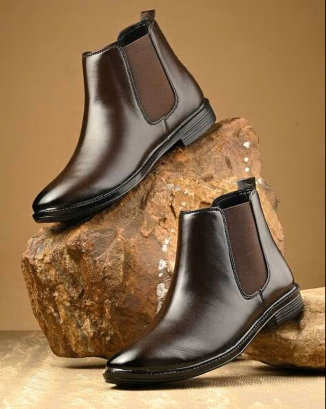 Fenja Elegant Slip-On Chelsea Boots For Men Boots For Men(Brown , 9)