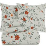 Vas Collections Microfiber Double Flat 144 Tc Floral Bedsheet(Pack Of 1, Grey)