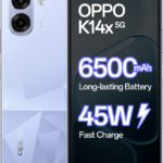 Oppo K14X 5G 6500Mah And 45W Supervooc Charger & Ai (Icy Blue, 128 Gb)(4 Gb Ram)
