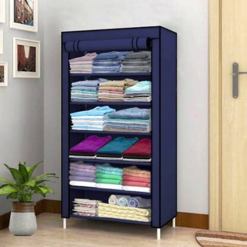 Ryuga Pp Collapsible Wardrobe(Finish Color – Navy Blue, Diy(Do-It-Yourself))