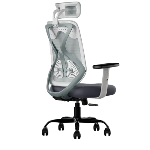 Cellbell C190 Berlin Office Chair, High Back Mesh Ergonomic Home Office Desk Chair (Grey – White)