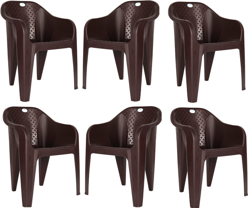 Homiboss Plastic Chair Outdoor & Living Room, Home, Chairs Set Of 6 Pieces Plastic Outdoor Chair(Brown, Set Of 6, Pre-Assembled)