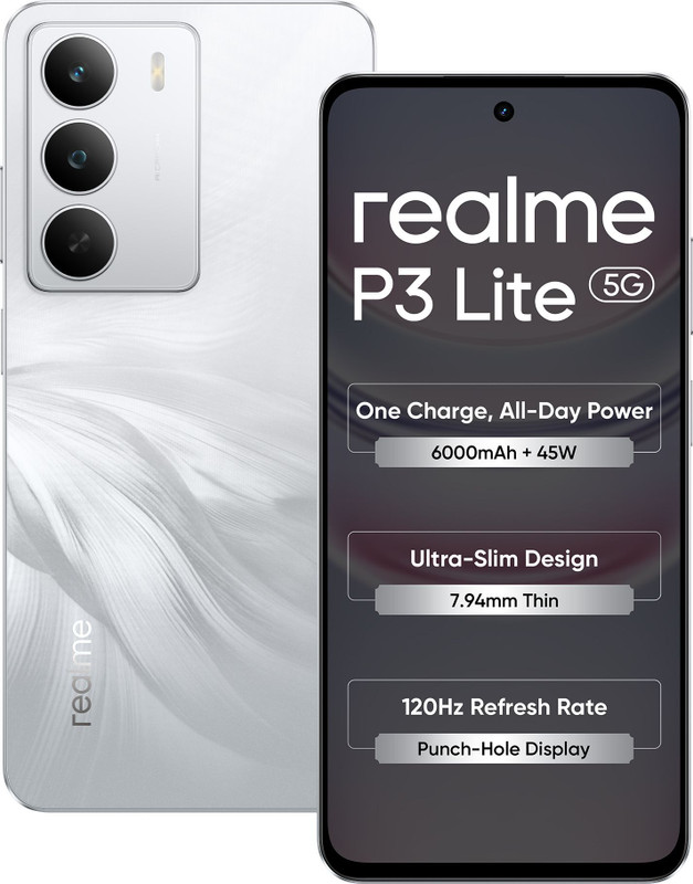 Realme P3 Lite 5G Charger In The Box (Lily White, 128 Gb)(4 Gb Ram)