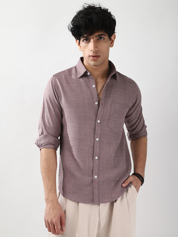 Urbano Fashion Men Solid Casual Purple Shirt