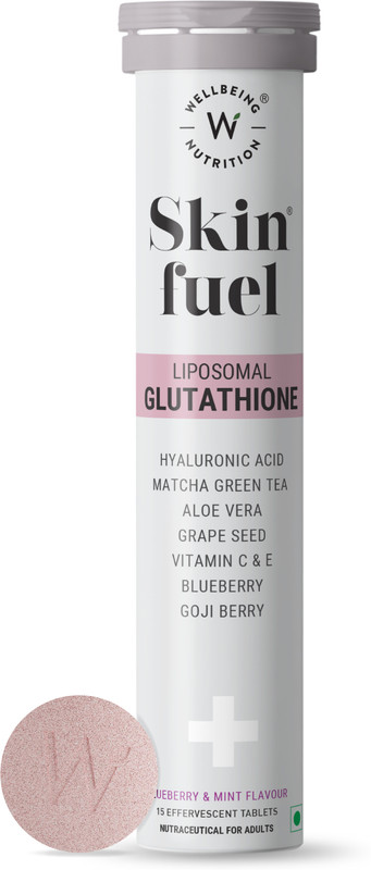 Wellbeing Nutrition Skin Fuel | L Glutathione Collagen Tablets With Hyaluronic Acid For Glowing Skin(15 Tablets)