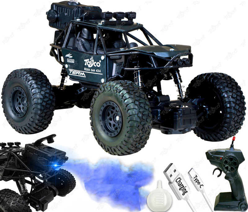 Toyco Rock Crawler 1:16 Offroad Monster Rc Car With Smoke Function & Rechargeable Car(Black)