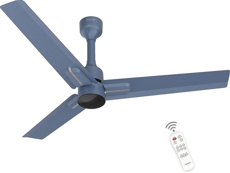 Polycab Wizzy Neo With 4 Year Warranty Bldc Motor With Remote 1200 Mm Ceiling Fan(5 Star | Blue Silver | Pack Of 1)